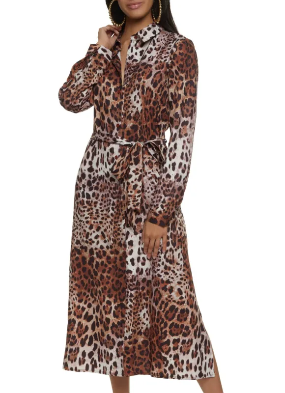 Patterned Maxi Shirt Dress sold by Rainbow