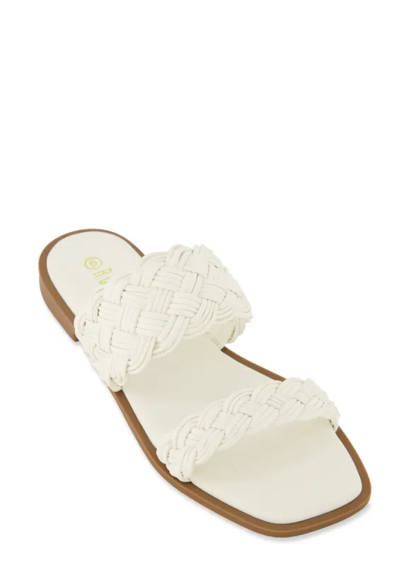 Double Braided Band Flat Sandals sold by Rainbow