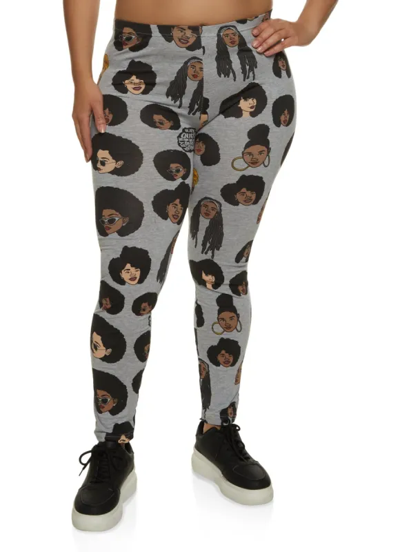 Plus Size Head Graphic Print Leggings sold by Rainbow