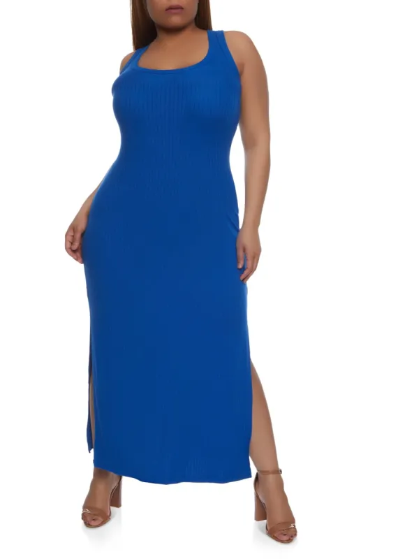Plus Size Ribbed Knit Tank Maxi Dress sold by Rainbow