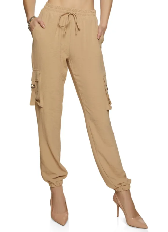 Crepe Knit Drawstring Cargo Joggers sold by Rainbow