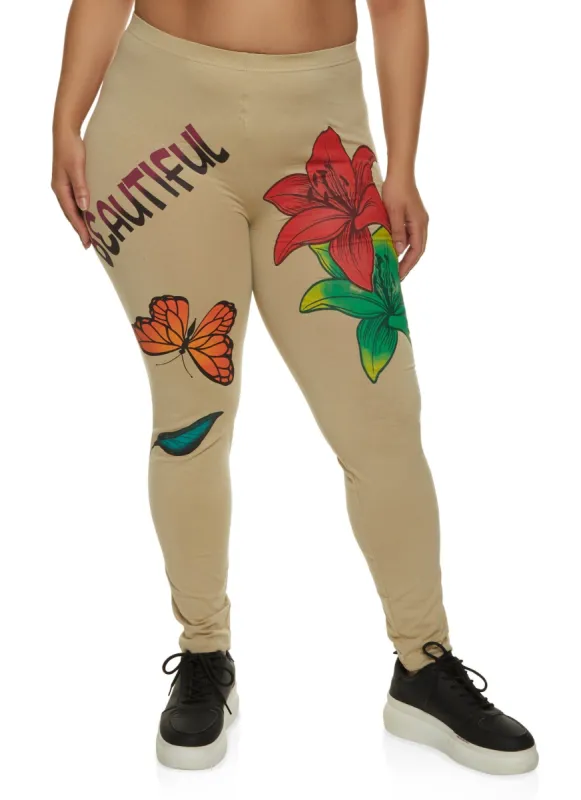 Plus Size Beautiful Graphic Leggings sold by Rainbow