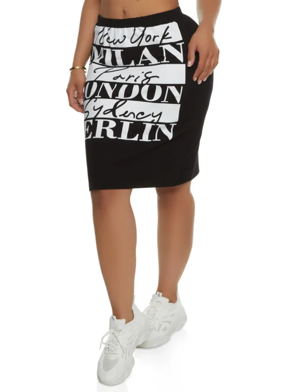 City Graphic High Waist Graphic Pencil Skirt sold by Rainbow