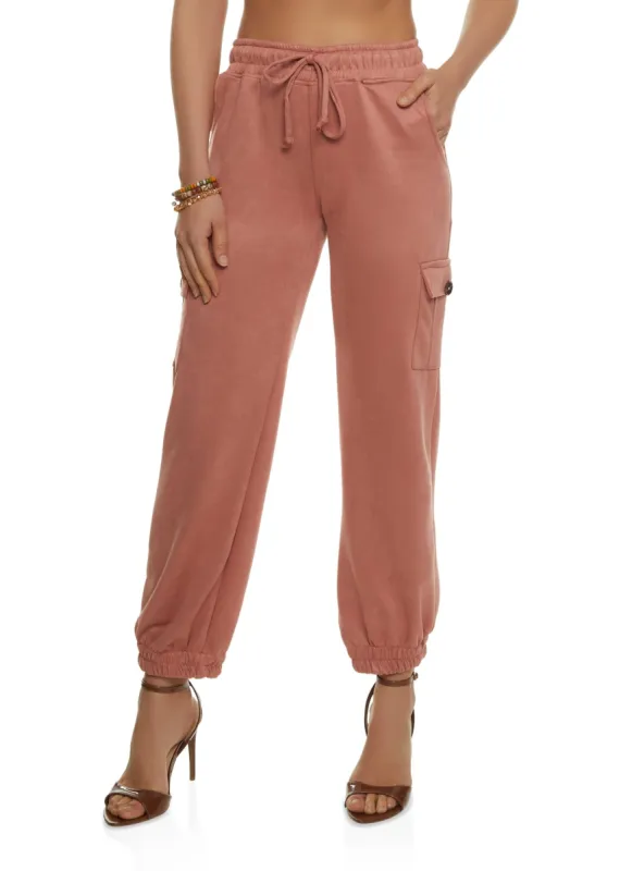 Faux Suede Drawstring Joggers sold by Rainbow