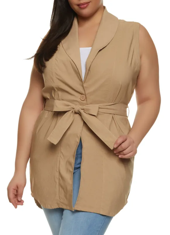 Plus Size Belted Blazer Vest sold by Rainbow
