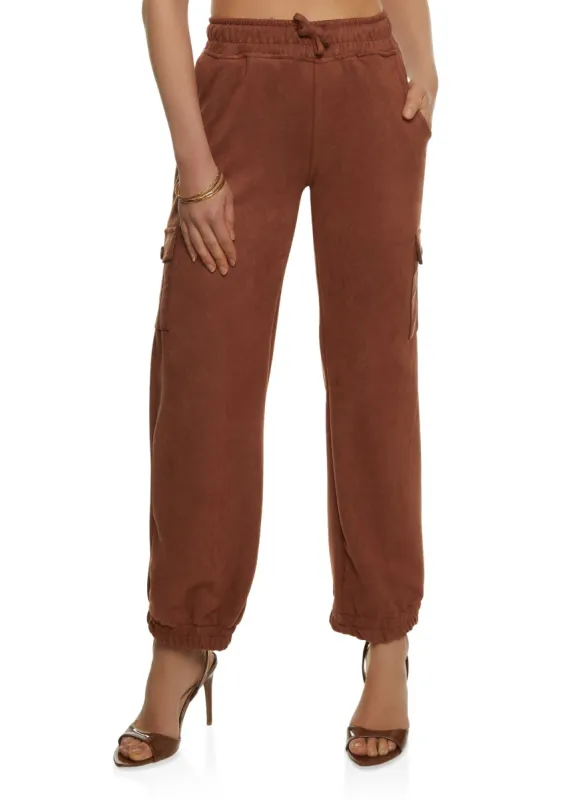 Faux Suede Drawstring Joggers sold by Rainbow