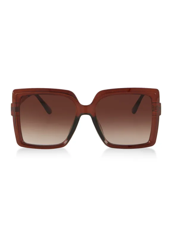 Ombre Square Frame Metallic Arm Sunglasses sold by Rainbow