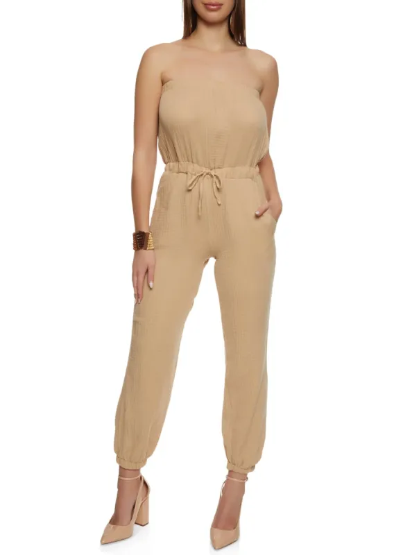 Strapless Drawstring Jumpsuit sold by Rainbow