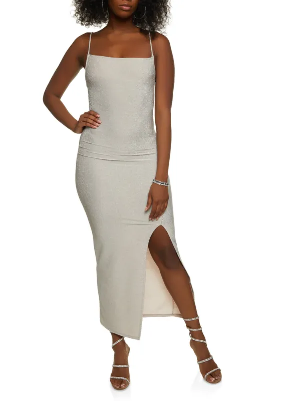 Lurex Split Hem Cami Maxi Dress sold by Rainbow