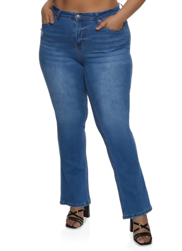 Plus Size WAX Whiskered Boot Cut Jeans sold by Rainbow