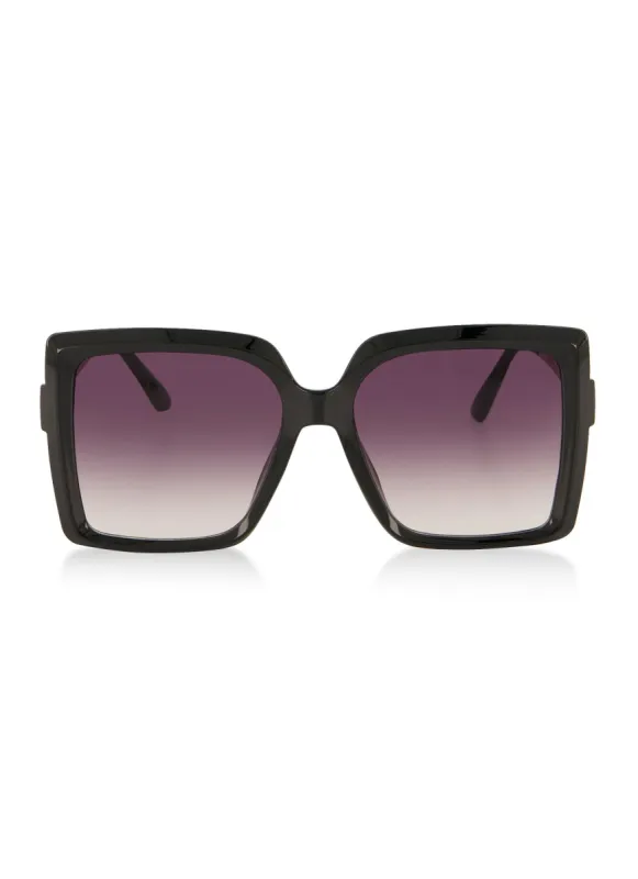 Ombre Square Frame Metallic Arm Sunglasses sold by Rainbow
