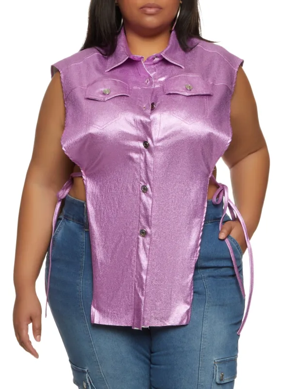 Plus Size Open Tie Side Tunic Top sold by Rainbow