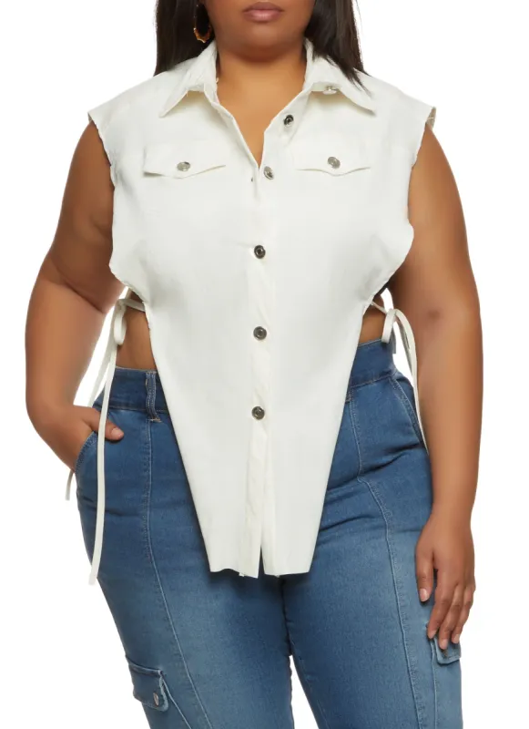Plus Size Open Tie Side Tunic Top sold by Rainbow