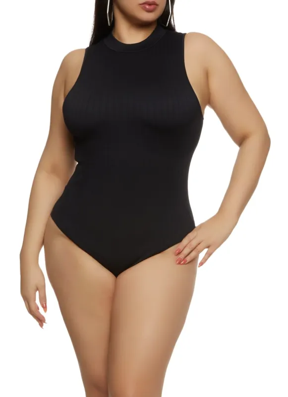 Plus Size Sleeveless High Neck Bodysuit sold by Rainbow