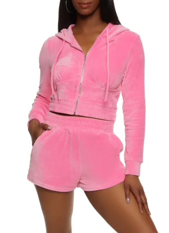 Iris Velour Full Zip Cropped Hoodie sold by Rainbow