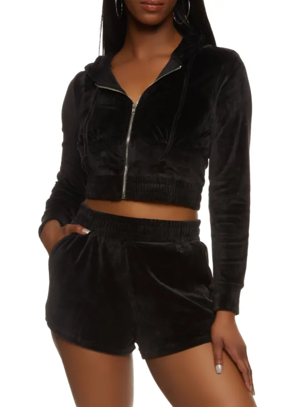 Iris Velour Full Zip Cropped Hoodie sold by Rainbow