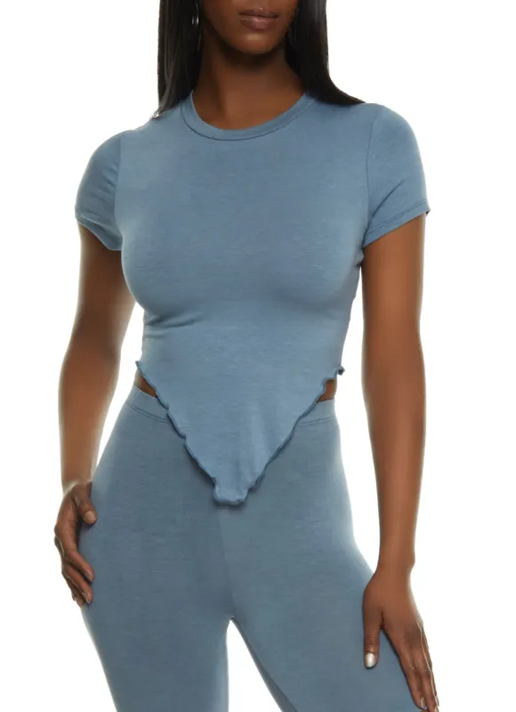 Lettuce Edge Hanky Hem Crop Top sold by Rainbow