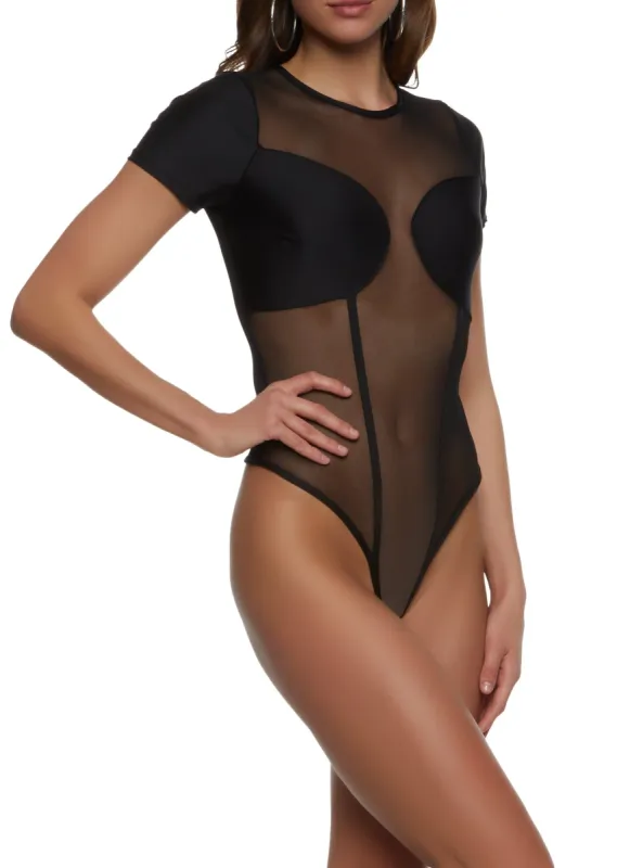 Mesh Short Sleeve Corset Bodysuit sold by Rainbow