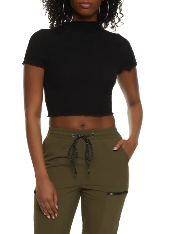 Lettuce Edge Short Sleeve Crop Top sold by Rainbow