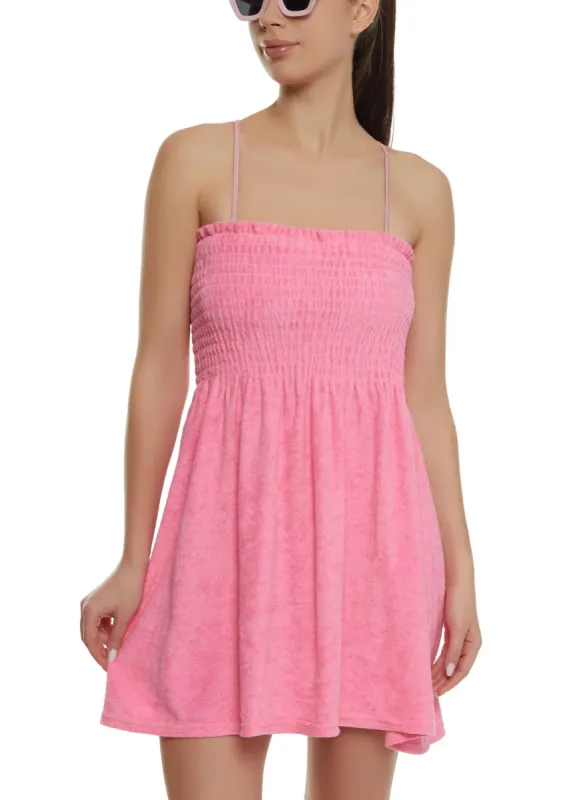 Terry Cloth Strapless Cover Up Mini Dress sold by Rainbow
