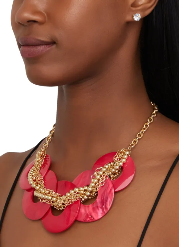 Beaded Disc Chain Necklace with Stud Earrings sold by Rainbow