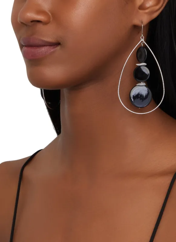 Teardrop Shell Charm Drop Earrings sold by Rainbow