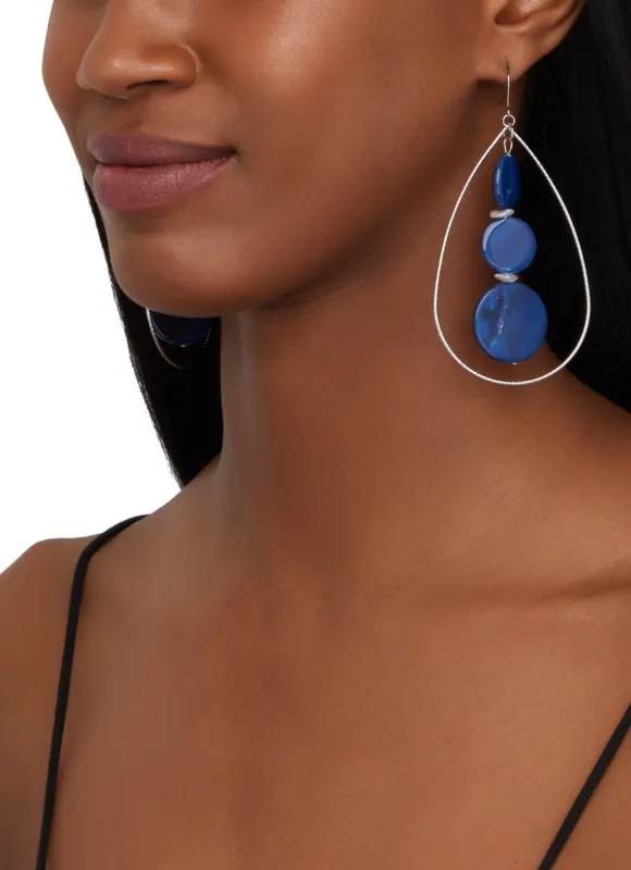 Teardrop Shell Charm Drop Earrings sold by Rainbow