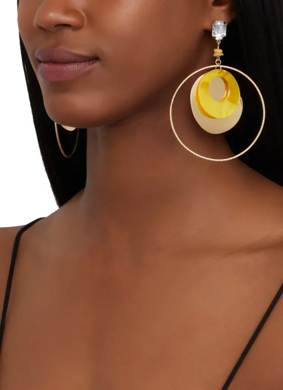 Layered Shell Statement Drop Earrings sold by Rainbow