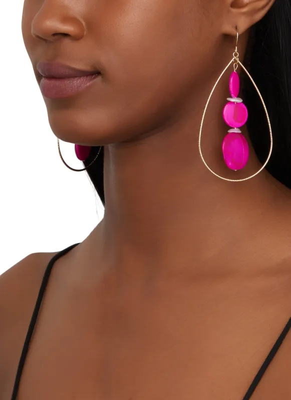 Teardrop Shell Charm Drop Earrings sold by Rainbow