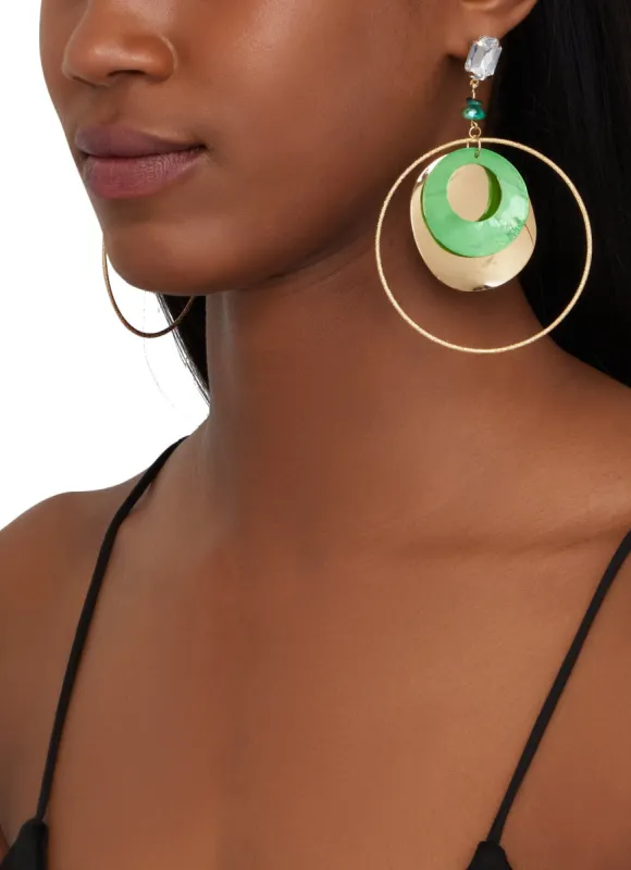 Layered Shell Statement Drop Earrings sold by Rainbow