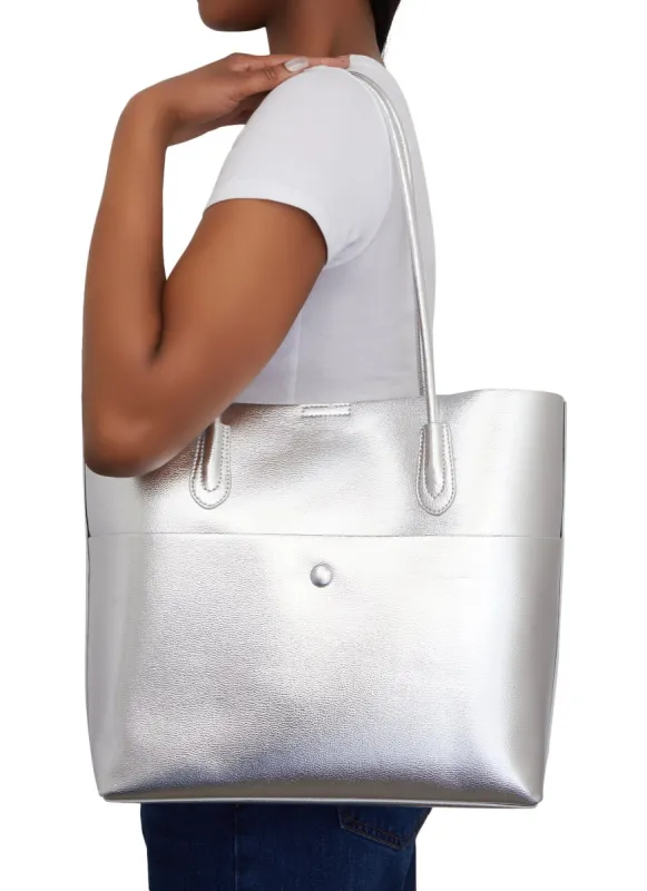 Faux Leather Tote Bag and Pouch Set sold by Rainbow