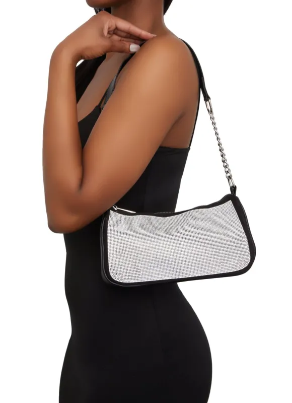 Rhinestone Chain Strap Shoulder Bag made by Rainbow