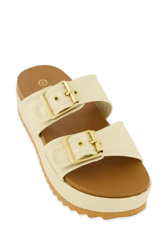 Double Band Platform Slide Sandals sold by Rainbow
