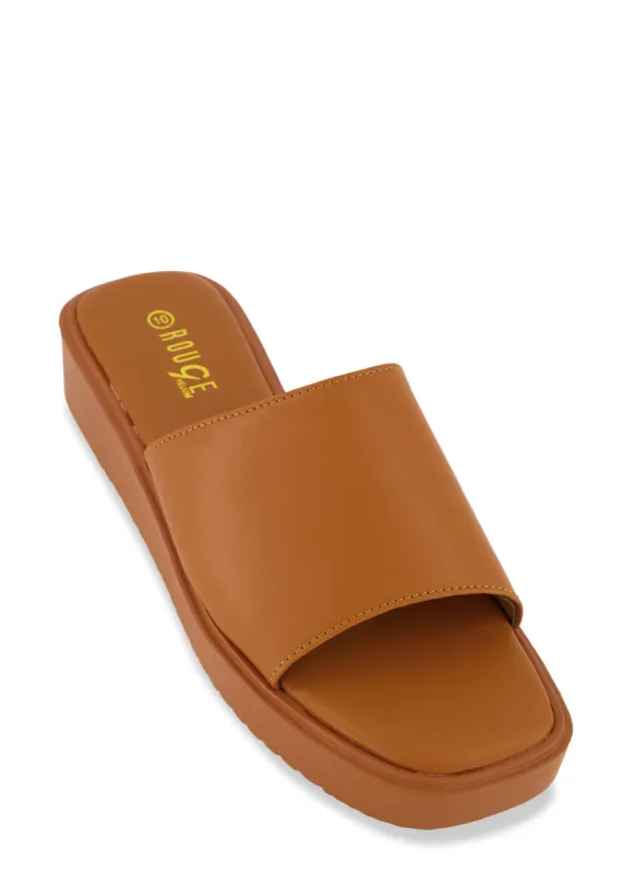 Solid Square Toe Platform Slide Sandals sold by Rainbow