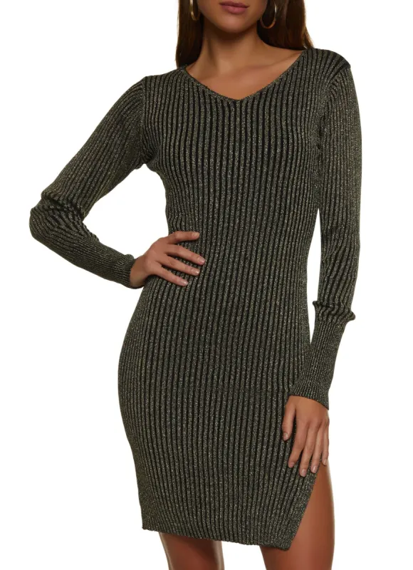 Lurex Ribbed Split Hem Sweater Dress sold by Rainbow
