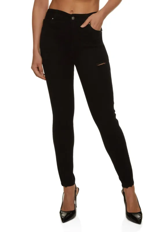 WAX Distressed High Waist Cropped Skinny Jeans sold by Rainbow