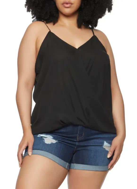 Plus Size Solid Faux Wrap Cami sold by Rainbow