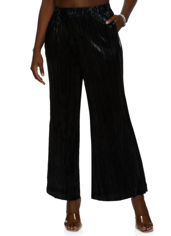 Plisse High Waisted Palazzo Pants sold by Rainbow