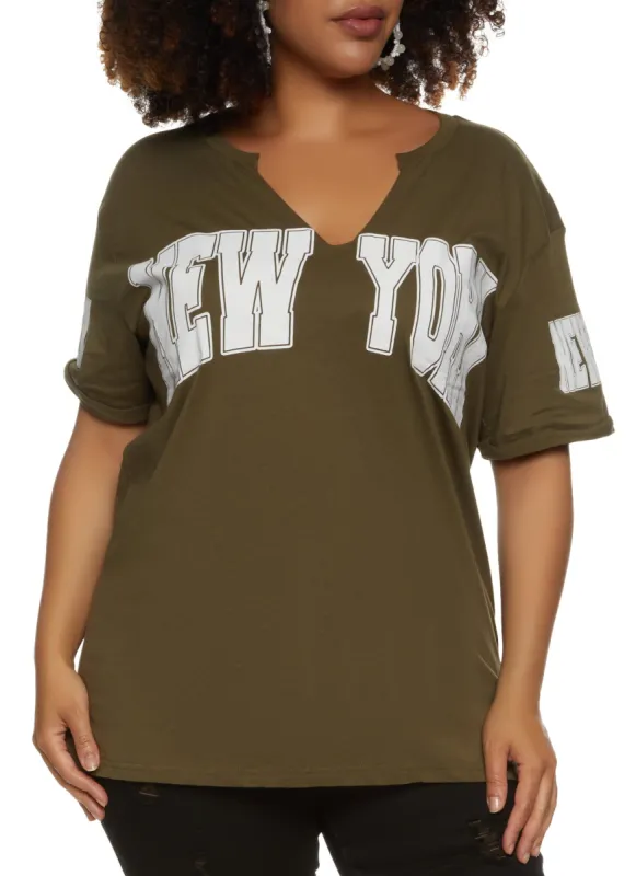 Plus Size New York Short Sleeve Graphic Tee sold by Rainbow