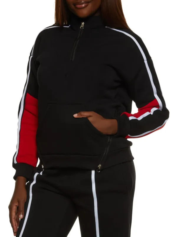 Color Blocked Sleeve Half Zip Sweatshirt sold by Rainbow