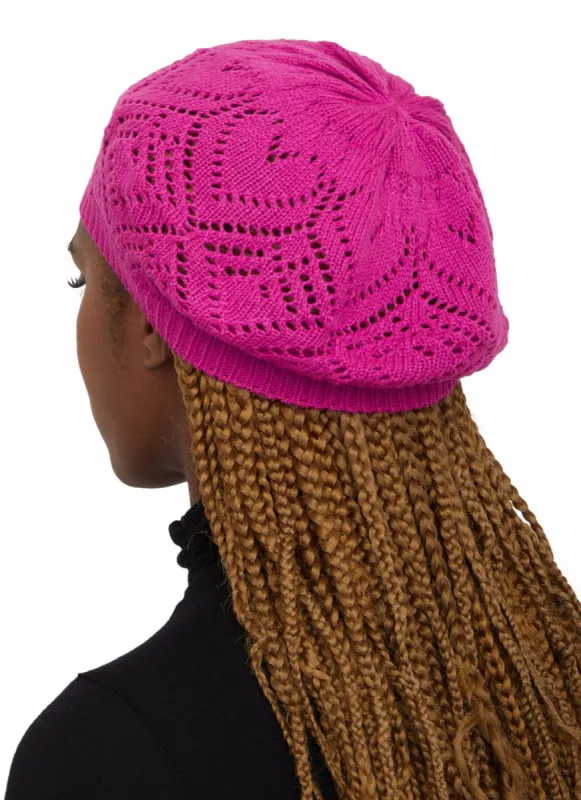 Heart Pointelle Knit Beret sold by Rainbow