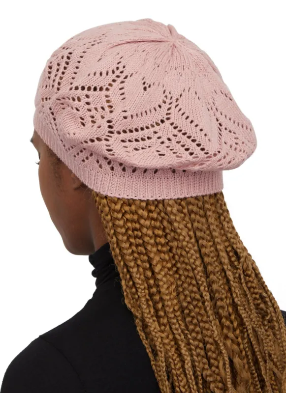 Heart Pointelle Knit Beret sold by Rainbow