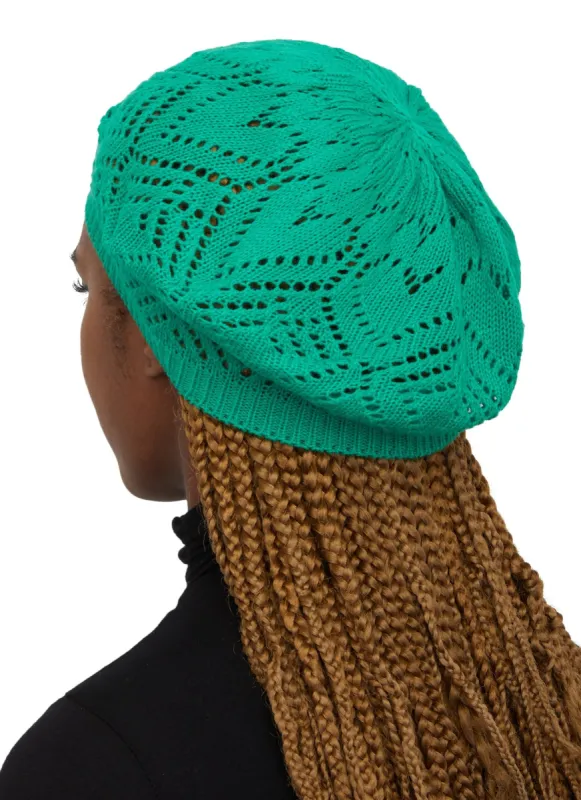 Heart Pointelle Knit Beret sold by Rainbow