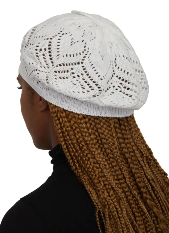 Heart Pointelle Knit Beret sold by Rainbow
