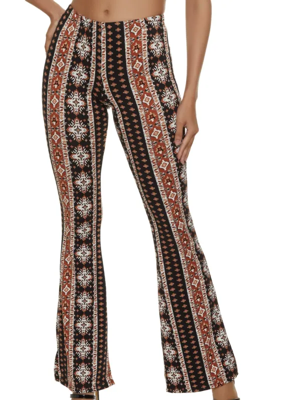 Border Print Flared Pants sold by Rainbow