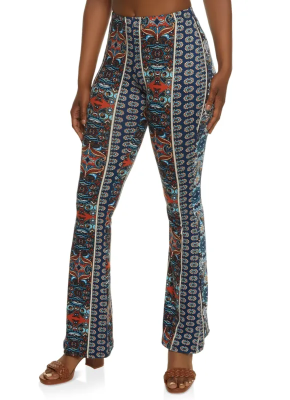 Border Print Flared Pants sold by Rainbow