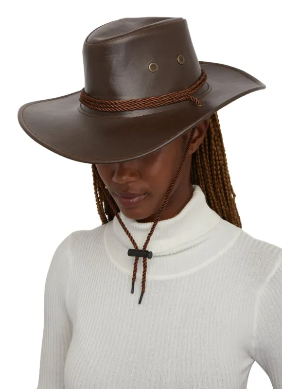 Faux Leather Toggle Western Cowboy Hat sold by Rainbow