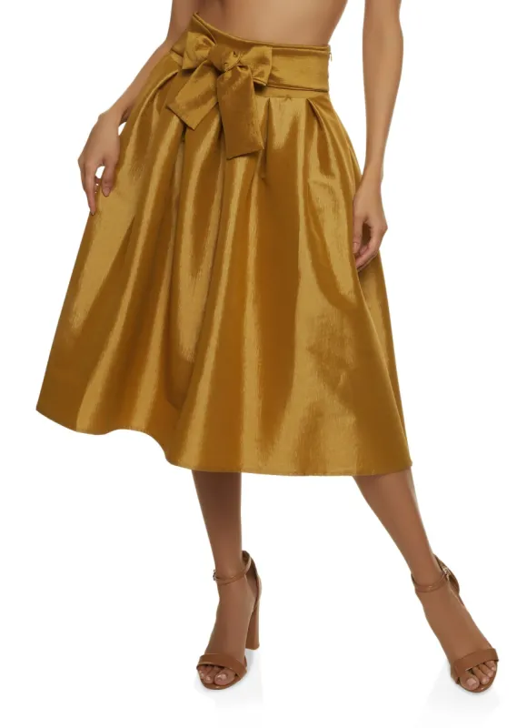 Nylon Belted Pleated Midi Skirt sold by Rainbow