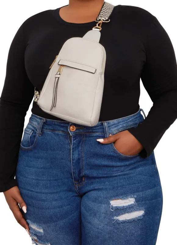 Faux Leather Printed Strap Sling Backpack sold by Rainbow