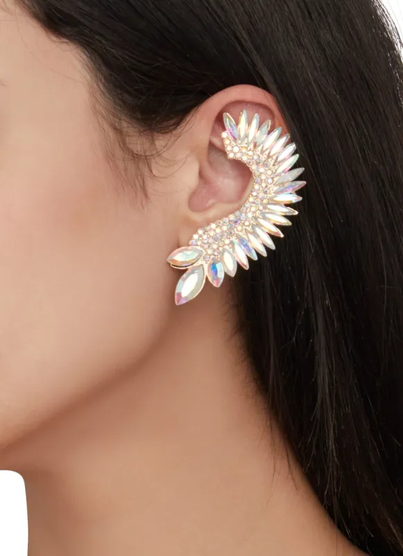 Rhinestone Ear Climber Cuff Earrings sold by Rainbow